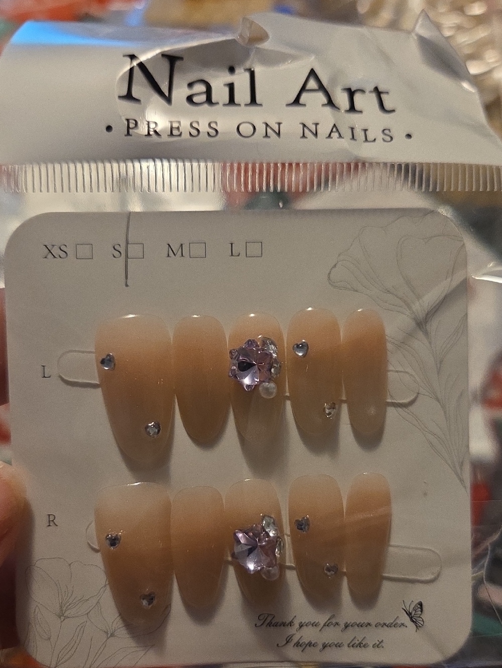 ♥️2 For $25♥️Nude Ombre Press-On Nails with Lavender Rhinestones